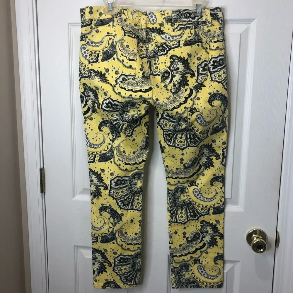 Ralph Lauren LRL Lauren Jeans yellow paisley print capris pants jeans, size 10 - Picture 14 of 14